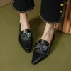 Sapatos casuais mocassins femininos deslizamento-em couro macio apartamentos retro mules bowtie básico mocassim confortável apontado dedo do pé simples