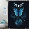 Shower Curtains Beautiful Fashion Plant Black Butterfly Floral Bathroom Frabic Waterproof Polyester Curtain With Hooks