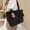 Sac en toile Sac à bandoulière femme Japonais simple sac à main de grande capacité sac à main sac d'école étudiants en classe cent an C6L4 #