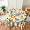 Table Cloth Mid Century Modern Round Tablecloth Stain Wrinkle Resistant Washable Polyester 60in Table Cloth for Kitchen Daily Dinning Party Y240401