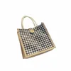 Borse pranzo pied de poule Mini Tote Bag per le donne Borsa mobile Phe Tote Bag Lady Piccola borsa casual in lino Borsa da negozio portatile femminile 300l #