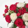 Bouquet de pivoines artificielles, fleurs décoratives, fausse tenue pour mariage, décoration de maison, 5 fourchettes, 9 têtes