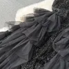Sukienki imprezowe Phoamlina seksowny przezroczysty pasek z cekinowej cekinowa sukienka dla kobiet eleganckie wielowarstwowe marszki siatki wieczór