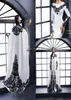 Vintage Black and White Kaftan Dubai Abaya Mermaid Evening Dresses with Cape Jewel Neck Long Sleeve Prom Special Occasion Party Go6387884