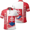Herrpolos vintage sommar 3d Slovakia National Flag Printing Polo Shirt Coat of Arms Graphic Shirts Men modekläder