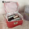 Kvinnor Plaid Cosmetic Bag Fi Sweet Cott Checkered Makeup Bag Soft Fabric Clutch Handväska Travel Toatetry PAG PRAKTISK K3GX#