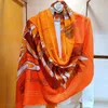 Naizaiga 100 Cashmere Medieval Pegasus Print Women Thin Long Orange Black Ring Cashmere Shawl Msk70 240320