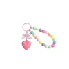 Keychains Macaron Color Peach Keychain Pendant Pärlad Frosted Love Earphone Cover Chain Bag Kvinna