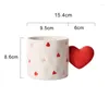 Mugs Ceramic Love Handles Three-dimensional Heart Shape Cute Cartoon Coffee Mug Birthday Present For Girls Breakfast Milk Cups