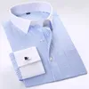 남성 사업 대비 칼라 프랑스 커프 드레스 셔츠 싱글 패치 포켓 정기적 인 긴 소매 소셜 웨딩 파티 셔츠 240326