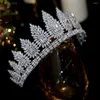 Hair Clips ASNORA 2024 Big Square Zircon Crown Bridal Wedding Tiara Jewelry Luxury Crowns For Women Birthday Headdress Accessories