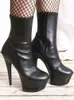 Botas moda impermeável vestidos de fiesta noc 15cm tornozelo artificial couro lolita sapatos 6 polegadas saltos vermelhos inverno mulheres