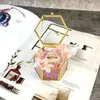 2024 육각형 투명 유리 보석 상자 웨딩 링 박스 기하학적 명확한 유리 보석 주최자 홀더 탁상용 탁상용 탁상은 육각형