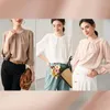 Women's Blouses Tops Silk Floral Office Formal Casual Dress Shirts Plus Large Size Spring Summer Sexy Haut Femme Round Neck