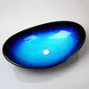 Jieni azul negro amarillo solo baño templado baño oval de lavado ovalado recipiente de recipiente sin sobrecarga