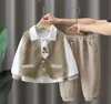 Crianças roupas de grife bebê menino menina conjuntos de roupas urso colete cardigan jaqueta moletom conjunto de três peças