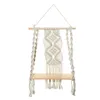 Tapisseries Tapisserie murale en macramé avec étagère en bois, rideau à pampilles bohème tissé à la main, décor de mariage Boho