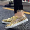 Chaussures Coslony High Top Brand Sneakers Men Fashion Golden Chaussures Zipper Slipon Sneakon masculin Black Designer Designer Casual Sneakers Man 2022