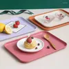 Figuritas decorativas, bandeja de té Rectangular, antideslizante, resistente a los arañazos, organizador de cocina de plástico para alimentos, postre de frutas para el hogar