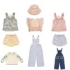 Kids Clothing Set 2023 Summer StRafina LM Girls Hat Shirt Overall Ins Baby Top Shorts Princess Embroidery Tank Short Pants Cap 240323