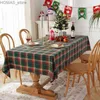 Bordduk Juldekorativ vanlig bordsduk Färgglada vävda polyester bomullsröd grön bordduk som används för hemfestdekoration Y240401