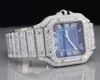 D Vvs Reloj de diamantes de moissanita de Hip Hop de acero inoxidable totalmente helado personalizado hecho a mano automático de alta calidad para exportación india