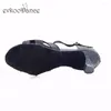 Chaussures de danse Evkoodance noir Satin avec strass 6 cm hauteur de talon confortable femmes Latin Evkoo-519