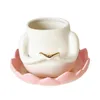 Tasses créatives tasse d'eau de lotus 13,5 oz verres à café en céramique avec soucoupe pour la maison de mariage café cuisine cadeau de pendaison de crémaillère