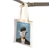 magritte The Lovers Eye Pige Surrealism Lady Shop Bag Supermarket Travel Tote Handbag Casual Canvas Women Shopper Bags v9uU#