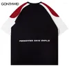 Mannen T-shirts Vintage Oversize Sport T-shirt Mannen Retro Patchwork T-shirt Hip Hop Losse Katoenen 2024 Harajuku Casual Korte mouw Tops Tee