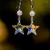 Boucles d'oreilles étoile à cinq branches longue gland pour les femmes tempérament Starlight cristal Zircon boucle d'oreille bijoux de mariage cadeaux d'anniversaire