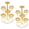 Kandelaars 2 stuks Vintage Lotus Boter Lamp Stand Kandelaar Olie Theelichtje Tempel Kandelaar Metalen Bloem Licht Decoratief