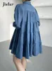 Robes décontractées Printemps Solide Couleur Lâche Femmes Robe Mode Rue Femme Bleu Doux Dames A-ligne Femme