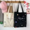 Handväska kvinnor tygväska shoppare designer japansk stil fi stor kapacitet stjärnhimmel canvas axelväska duk tygväska r13u#