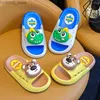 Ev Ayakkabıları Yeni Yaz Çocukları Terlik Sevimli Karikatür Dinozor Ayı Trim Sandals Erkekler İçin Kızlar Banyo Flip Flops Slip Slip Evde Çocuk Ayakkabı Y240401