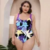 3xl 4xl 4xlプラスサイズビキニス女性サマーフローラルプリントブラジルの水着水着バックレスセクシーな入浴スーツ240322