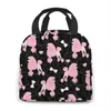 pink Poodles And Bows Portable Insulated Lunch Bag For Women Men Cooler Tote Box For Travel Work B3qL#