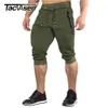 Tacvasen algodão correndo shorts dos homens esportes 34 calças abaixo do joelho joggers treino ginásio de fitness bolso com zíper 240327