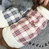 Dog Apparel Pet Clothes With Plush Embellishments Stylish Plaid Print Vest For Weather Warm Winter Cat Coat Cute Comfortable