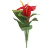 Decoratieve bloemen Plastic kunstmatige plantenbloem Bunch nep Red Anthurium Bouquet Wedding Party Home Garden Decoratie