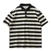 Çizgili Kısa Kollu Polo Gömlek Erkek Yaz Polo Tshirt Sıradan Yarım Koreli Giyim 240326