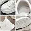 Casual schoenen Fujin 6 cm echt leer dames gevulkaniseerd mode zomer verborgen hakken ademend dikke sneakers platform