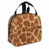 Modèle de peau de girafe Sacs à lunch isolés Fourrure animale étanche Texture léopard Sac isotherme réutilisable Fourre-tout Boîte à lunch Bento Pouch g7tg #