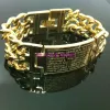 Bracelets Placing en or jaune 316L en acier inoxydable masculin 22,5 mm de largeur de bordure bracelet bracelet Cross Bible Bangle pour cadeau de Noël