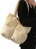 women Diamd Block Tote Bag Puff Soft Cott Filled Pillow Bags for Ladies Versatile Zipper One Shoulder Underarm Bags Female A3ar#