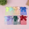 10pcs Organza Gift Bags Transparant Trekkoord Zakje Sieraden Organisator Oorbel Verpakking Party Candy Bag Met Ribb y9DT #