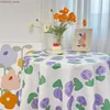 Tafelkleed Koreaanse stijl bloemenprint tafelkleden Linter stof tafelblad cirkelvormig tafelblad stof rechthoekig Kawaii tafelblad stof Y240401