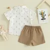 Kledingsets Tregren 0-3Y Baby Baby Boy 2 Stuks Gentleman Outfits Zomer Korte Mouw Print Bowtie Shirt Shorts Set Peuter kleding