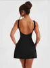 NIDANSSI Schwarz O Neck Backless Abend Party Dres 2024 Ärmellose Elegante Sexy Kleid Bodycon Mini Sommer Vestidos 240329