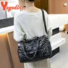 Yogodlns Luxury Space rembourré Cott Handbag Big Capacity Sac à épaule imperméable Sac nyl dépasse le sac à bandoulière Bolsa D8za #